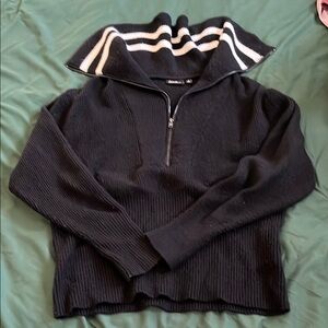 Lovesick Black and White Cowl Neck Sweater